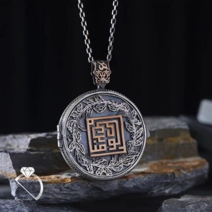 Kufi Kapaklı Daire Gümüş Kolye Modeli