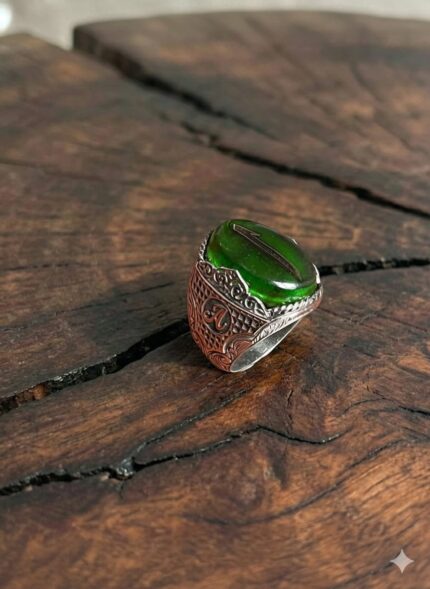 Elif İşlemeli Gümüş Yüzük Modeli