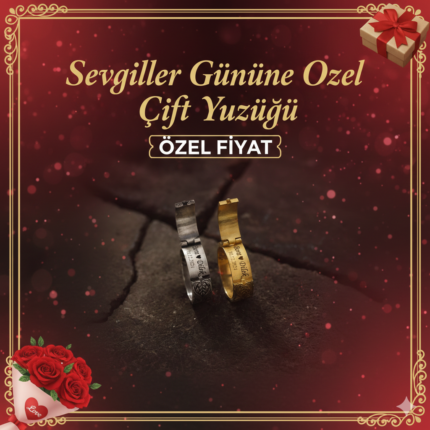 Sevgililer Gününe Özel Çift Yüzüğü, Özel Fiyat , Özel Tarih ve Eş İsimleri İşlemeli