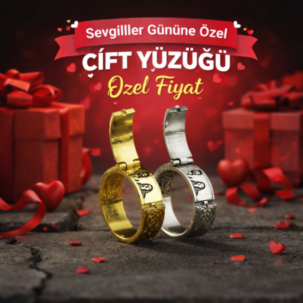 Sevgililer Gününe Özel Resim İşlemeli Çift Yüzüğü Özel Fiyat