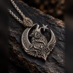 Ay yıldız kurt kolye yakın çekim - 925 ayar gümüş